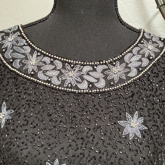 Cote d’ Azur Black Sequined Cocktail Top Size XL Formal wear - Picture 3 of 12